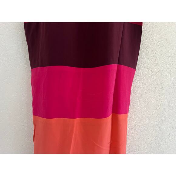 BCBG V-Neck 100% Silk Color Block Mini Dress Small Artsy Boho Romantic Beach - Picture 7 of 13